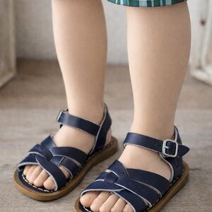 Salt Water Sun-San Navy Leather Toddler Sandals Size 6